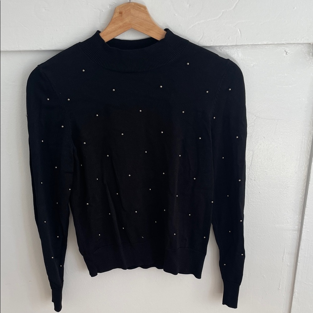 H&M Black Sweater with Pearl Accents - Picture 1 of 4